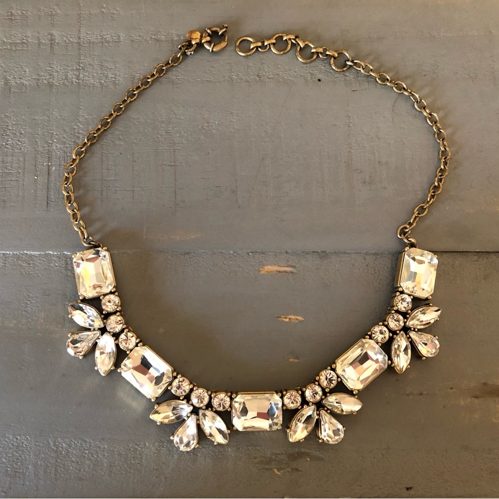 J.Crew statement necklace! Crystal with gold chain and clasp.